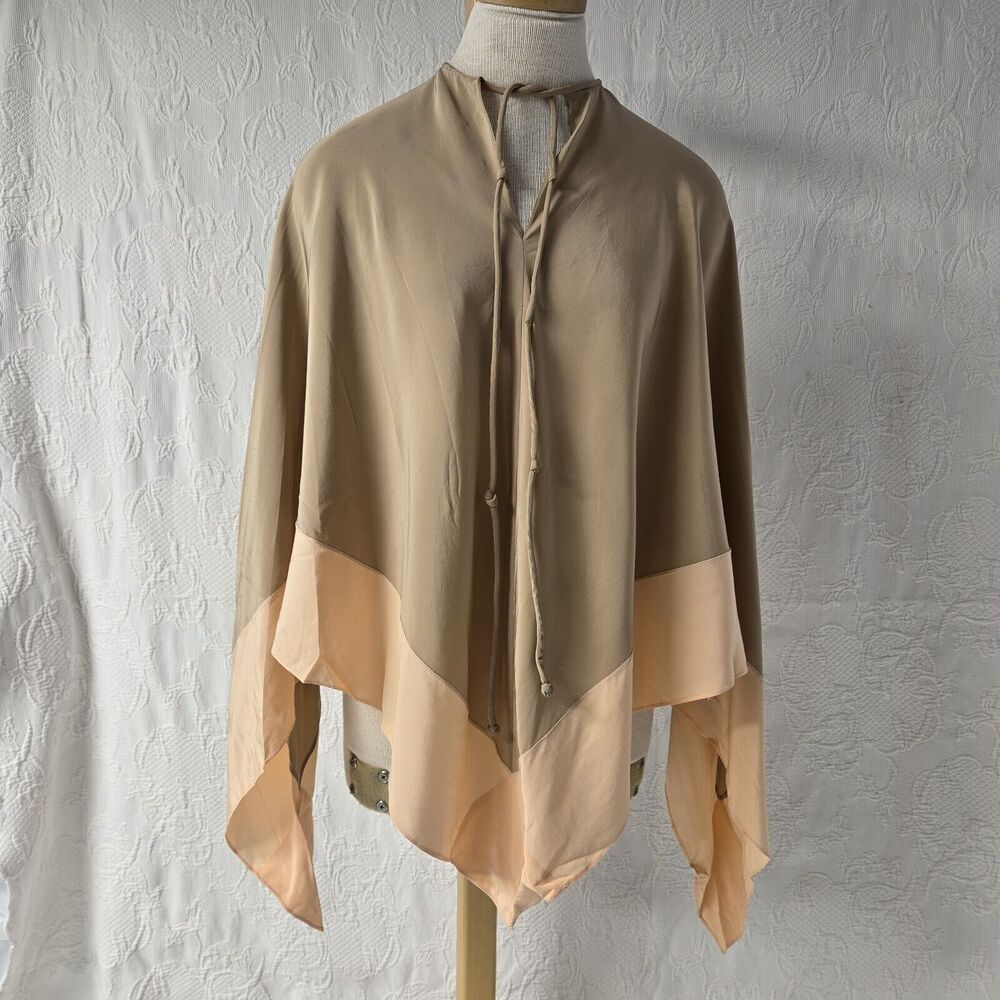 Luxury Vintage Silk Cape 4 Pink Brown Colorblock Preppy Barbie Princess Kawaii
